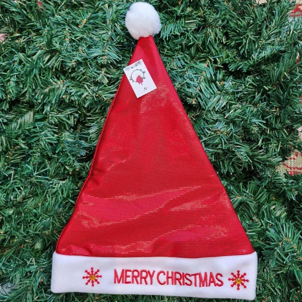 Yılbaşı Yeniyıl Kostümü Lüks Parıltılı Noel Baba Şapkası Kaliteli Yılbaşı Şapkası