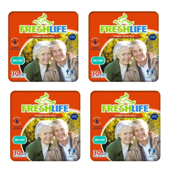 Freshlife Belbantlı Islaklık Göstergeli Orta Boy (M) 30'lu 4 Paket 120 Adet