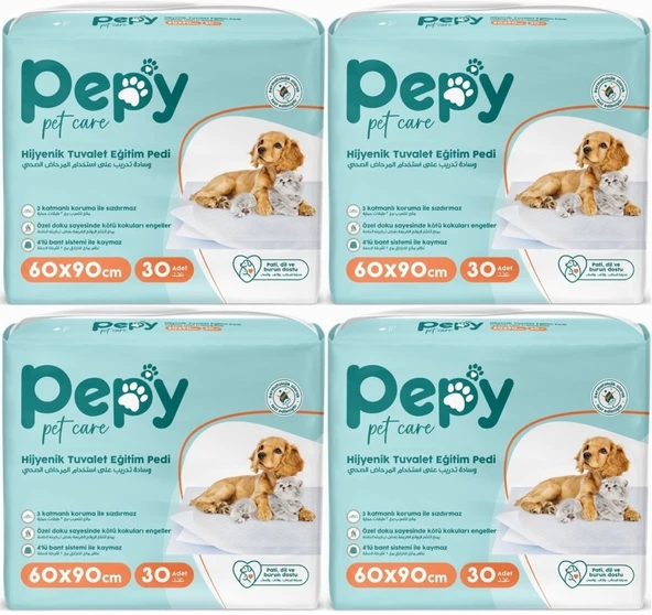 Pepy Evcil Hayvan Tuvalet Eğitim Pedi 60*90CM 120 Adet (4PK*30)