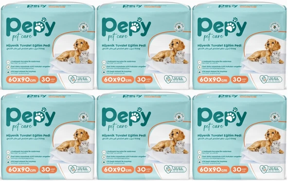Pepy Evcil Hayvan Tuvalet Eğitim Pedi 60*90CM 180 Adet (6PK*30)