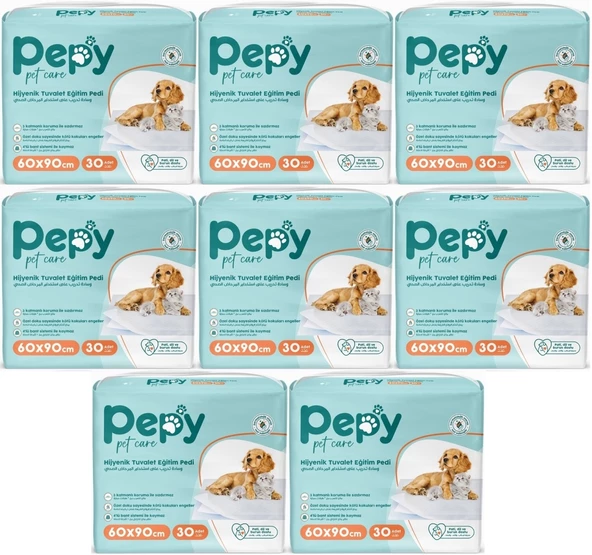 Pepy Evcil Hayvan Tuvalet Eğitim Pedi 60*90CM 240 Adet (8PK*30)