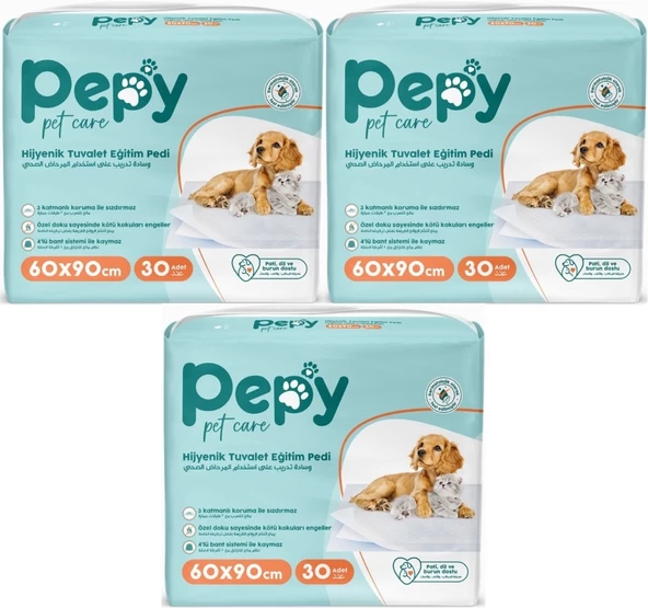 Pepy Evcil Hayvan Tuvalet Eğitim Pedi 60*90CM 90 Adet (3PK*30)