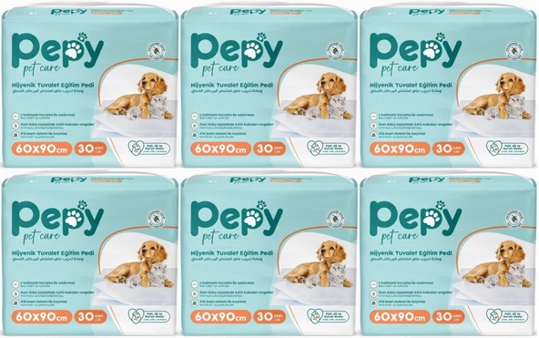 Pepy Evcil Hayvan Tuvalet Eğitim Pedi 60*90CM 180 Adet (6PK*30)