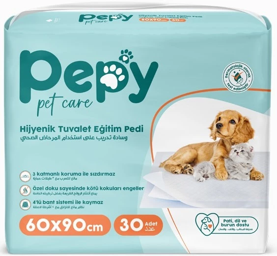 Pepy Evcil Hayvan Tuvalet Eğitim Pedi 60*90CM 30 Adet Tekli Pk