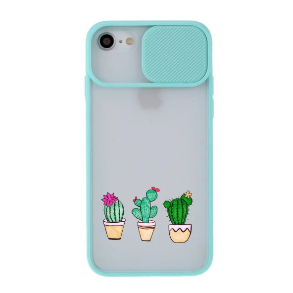iPhone 8 Kaktüs Desenli Kamera Korumalı Telefon Kılıfı - Resim 4