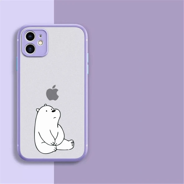 iPhone 11 Kamera Korumalı Penguen ve Ayıcık Desenli Telefon Kılıfı - Resim 2