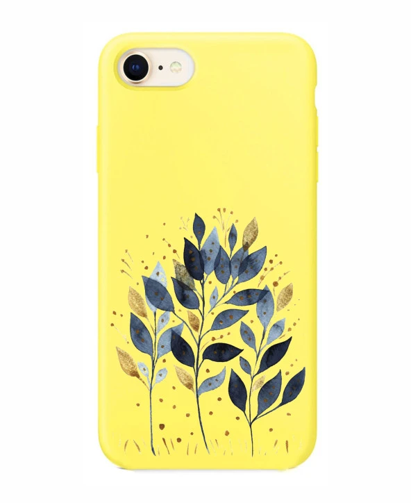 iPhone 7 Mavi Yaprak Desenli Şeffaf Silikonlu Kılıf - Resim 4