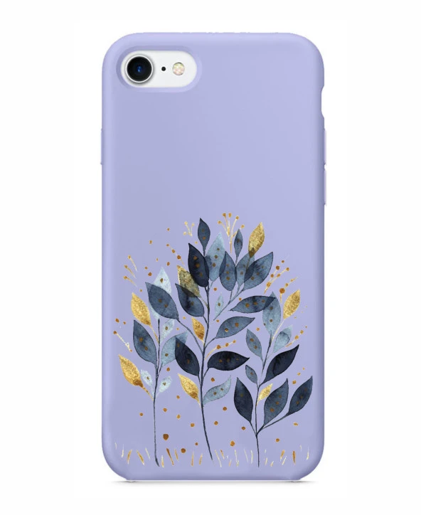 iPhone 6 Mavi Yaprak Desenli Şeffaf Silikonlu Kılıf ürün görseli