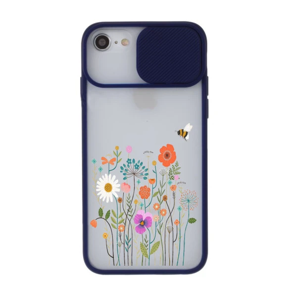 Renkli Çiçek Tasarımlı iPhone 8 Kamera Korumalı Telefon Kılıfı - Resim 2