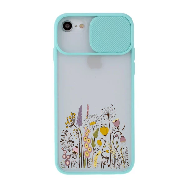 Renkli Gül Tasarımlı iPhone 8 Kamera Korumalı Telefon Kılıfı - Resim 2