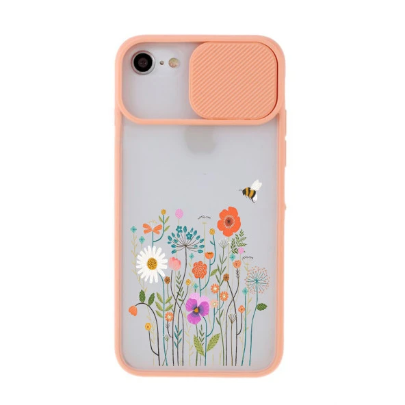 Renkli Çiçek Tasarımlı iPhone 8 Kamera Korumalı Telefon Kılıfı - Resim 6