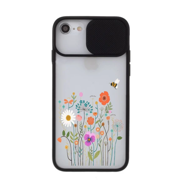 Renkli Çiçek Tasarımlı iPhone 8 Kamera Korumalı Telefon Kılıfı - Resim 3
