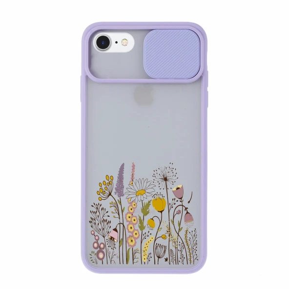 Renkli Gül Tasarımlı iPhone 8 Kamera Korumalı Telefon Kılıfı - Resim 6