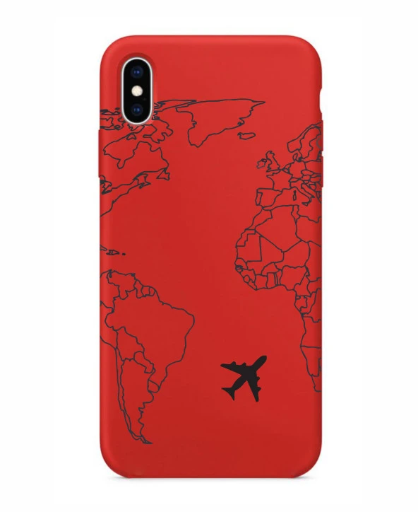 iPhone X World Map Lines Premium Şeffaf Silikon Kılıf Baskılı - Resim 5