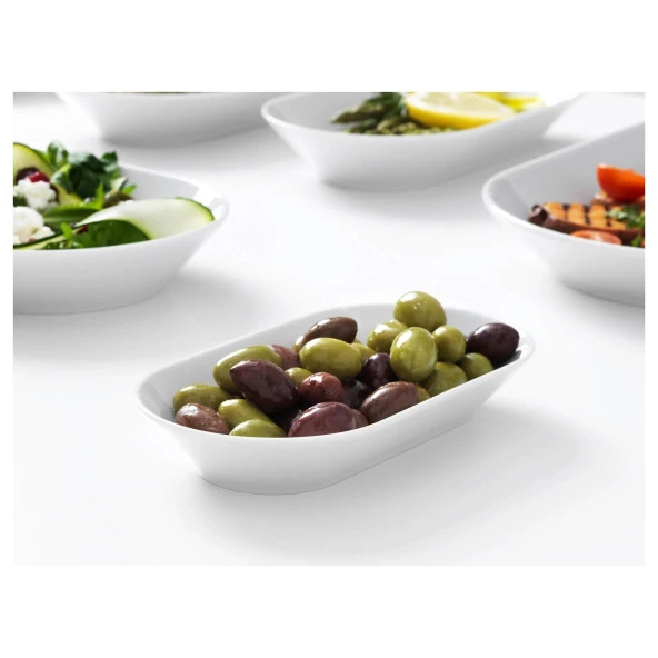 6 Adet Kayık Tabağı MeridyenDukkan 19x10 cm Kahvaltı-Sunum Tabağı Feldispat Porselen - Resim 3