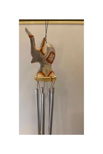 Deprem Çanı Zili Rüzgar Çanı Ahşap Figürlü 5 Metal Borulu ürün görseli