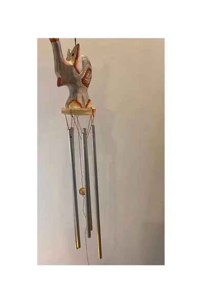 Deprem Çanı Zili Rüzgar Çanı Ahşap Figürlü 5 Metal Borulu - Resim 3