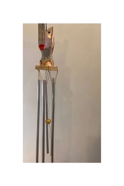 Deprem Çanı Zili Rüzgar Çanı Ahşap Figürlü 5 Metal Borulu - Resim 2