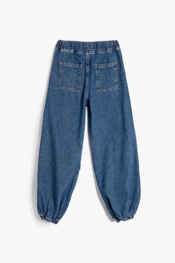 Koton Kız Çocuk Paraşüt Kot Pantolon Kat Detaylı Cepli Pamuklu - Parachute Jean - 4