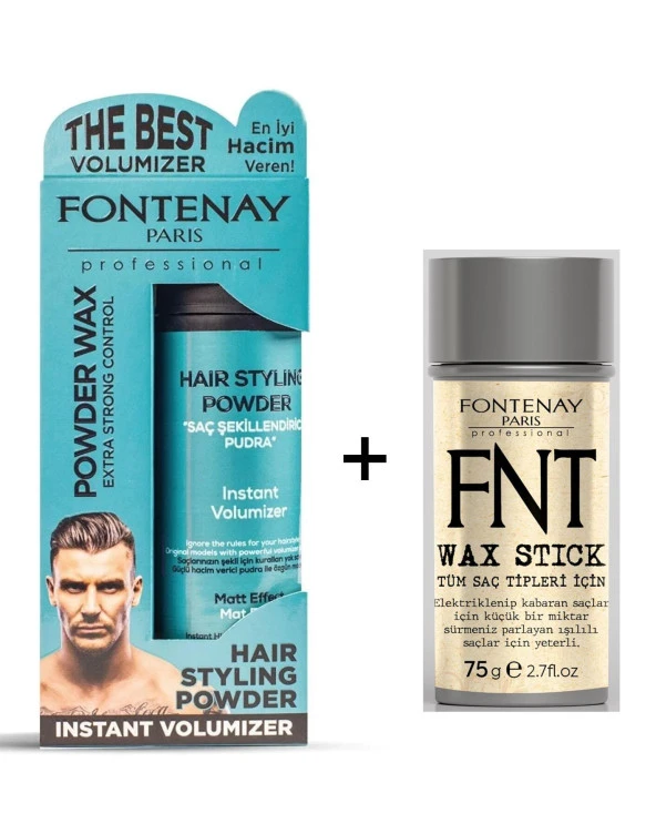 Fontenay Pudra Toz Wax Mat Effect Mavi 20gr + Hair Wax Stick 75gr 2Li Set ürün görseli