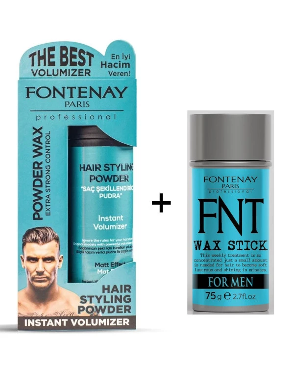 Fontenay Pudra Toz Wax Mat Effect Mavi 20gr +Hair Wax Stick 75gr 2Li Set