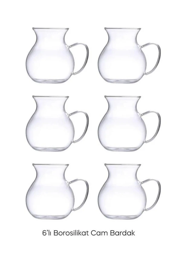 Perotti Keyfi Ala 6 Lı Borosilikat Çay Bardağı 15528 - 8