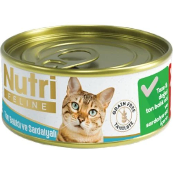 Nutri Feline Tahılsız Ton Balıklı Sardalyalı Kedi Konservesi 85 Gr