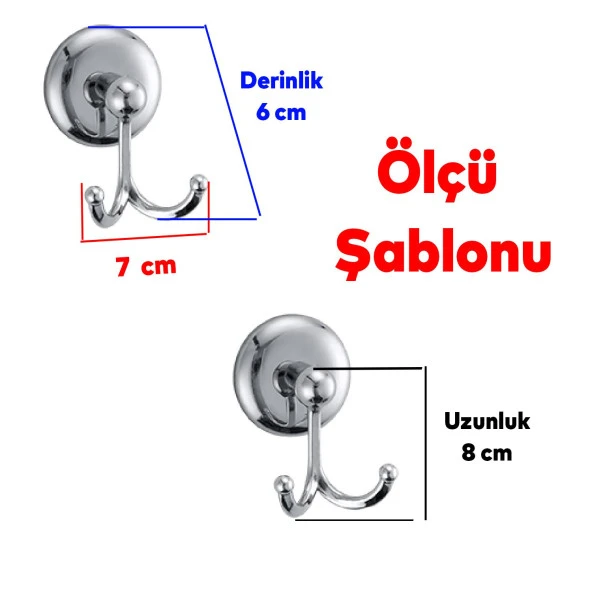 Askılık Banyo Tuvalet Lavabo Havlu Bornoz Askısı Çatal İkili Metal Askı Krom Vidalı - 2