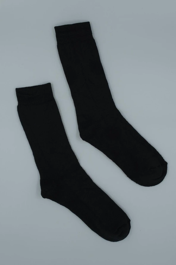 Tekstil Pamuklu 3'lü Unisex Siyah Termal Havlu Kışlık Çorap