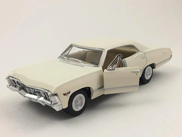 Kinsmart 1967 Chevrolet Impala 1:43 Krem Çek Bırak Model Araba - Resim 3