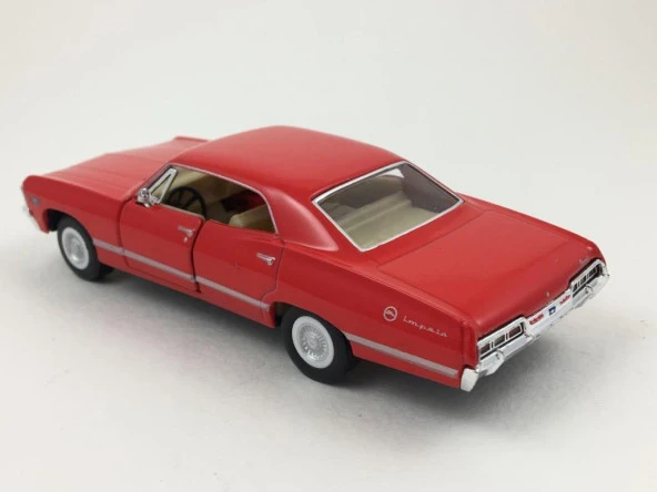 Kinsmart 1967 Chevrolet Impala 1:43 Kırmızı Çek Bırak Model Araba - Resim 4