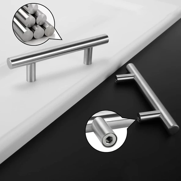 Rosemary Mobilya Mutfak Çekmece Dolap Dolabı Kapak Kulpu Kulbu (128 MM-12.8 CM) Inox Metal Kulpları - Resim 4