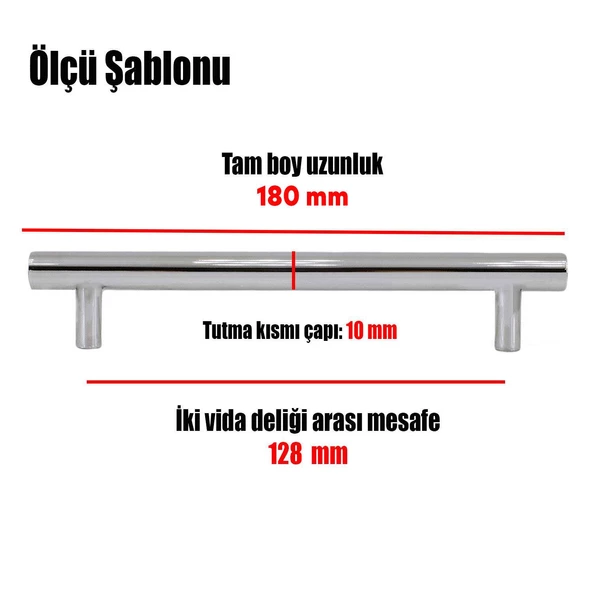 Rosemary Mobilya Mutfak Çekmece Dolap Dolabı Kapak Kulpu Kulbu (128 MM-12.8 CM) Inox Metal Kulpları - Resim 2