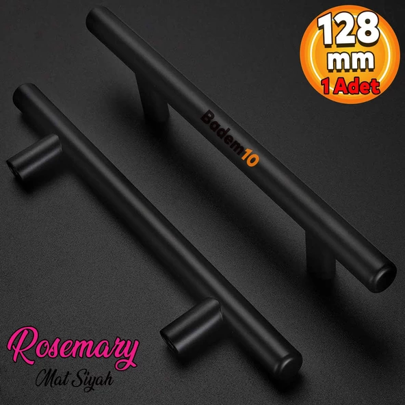 Rosemary Mobilya Mutfak Çekmece Dolap Dolabı Kulpu Kulbu (128 MM-12.8 CM) Mat Siyah Metal Kulpları