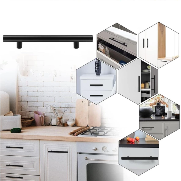 Rosemary Mobilya Mutfak Çekmece Dolap Dolabı Kulpu Kulbu (160 MM-16.0 CM) Mat Siyah Metal Kulpları - Resim 5