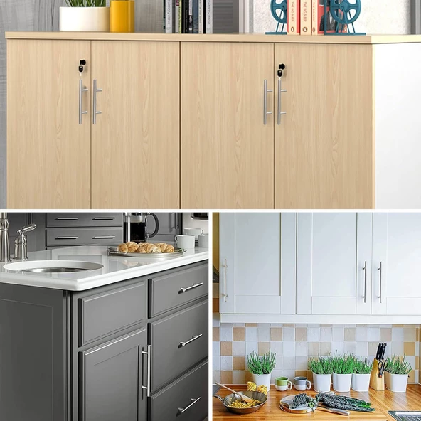 Rosemary Mobilya Mutfak Çekmece Dolap Dolabı Kapak Kulpu Kulpları Kulbu 192 Mm Inox Metal Kulp - 3