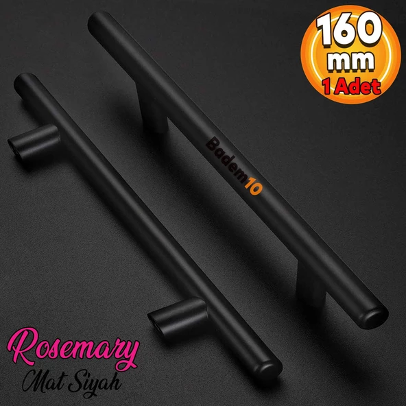 Rosemary Mobilya Mutfak Çekmece Dolap Dolabı Kulpu Kulbu (160 MM-16.0 CM) Mat Siyah Metal Kulpları