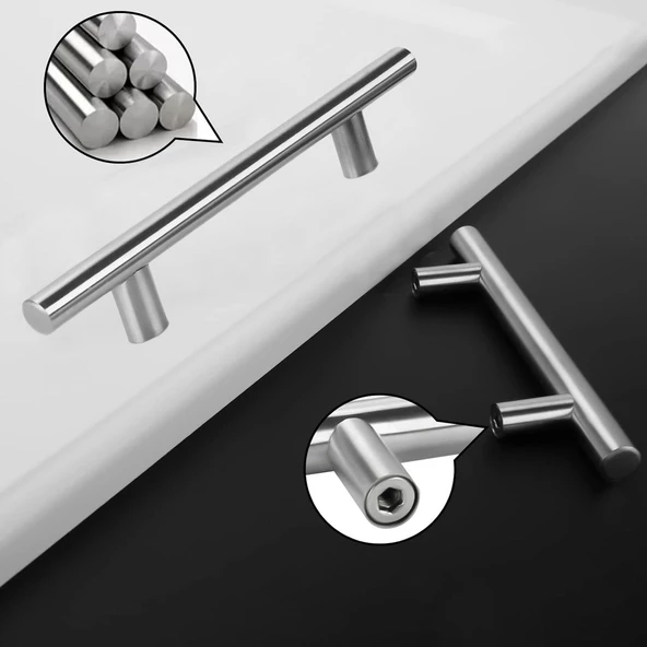 Rosemary Mobilya Mutfak Çekmece Dolap Dolabı Kapak Kulpu Kulpları Kulbu 192 Mm Inox Metal Kulp - 4