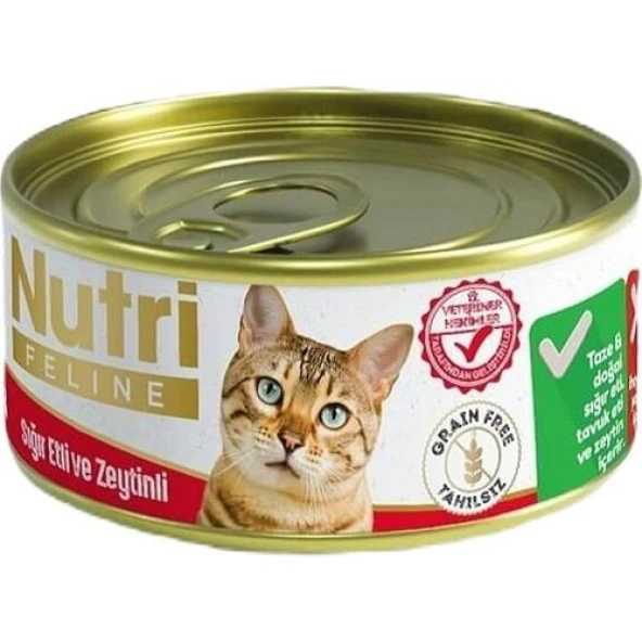 Nutri Feline Tahılsız Sığır Etli Kedi Konservesi 85 Gr