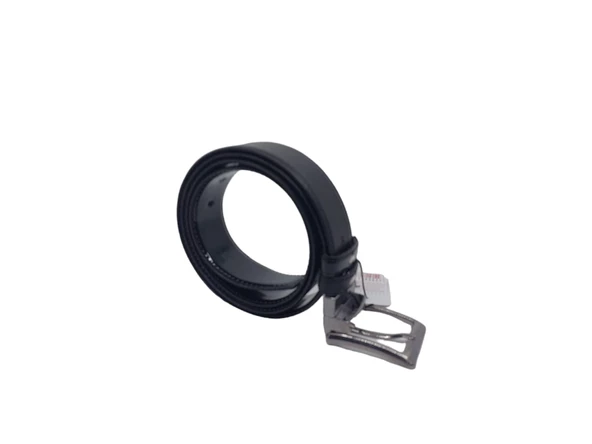 Erkek Siyah Cilt & Siyah Rugan Çift Taraflı Suni Deri Kot Kumaş Kemeri 3,5 cm - 6