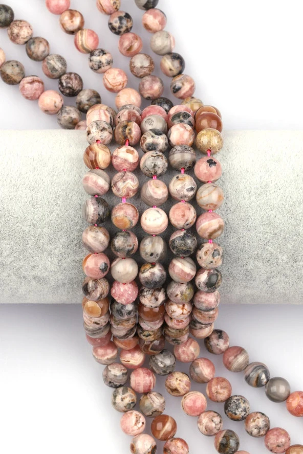 Rodokrozit Doğal Taş Dizi 8 mm Küre Kesim ürün görseli