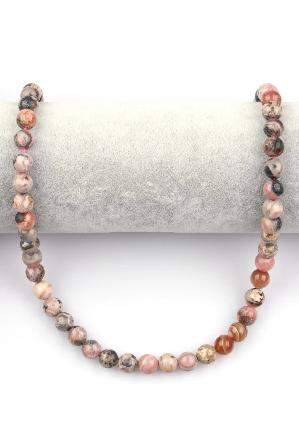 Rodokrozit Doğal Taş Dizi 8 mm Küre Kesim - Resim 2