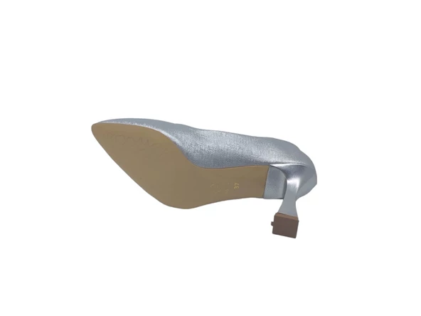 Zerhan 801 Kadın Gri Pırıltılı Kadeh Topuk Stiletto Ayakkabı - 6