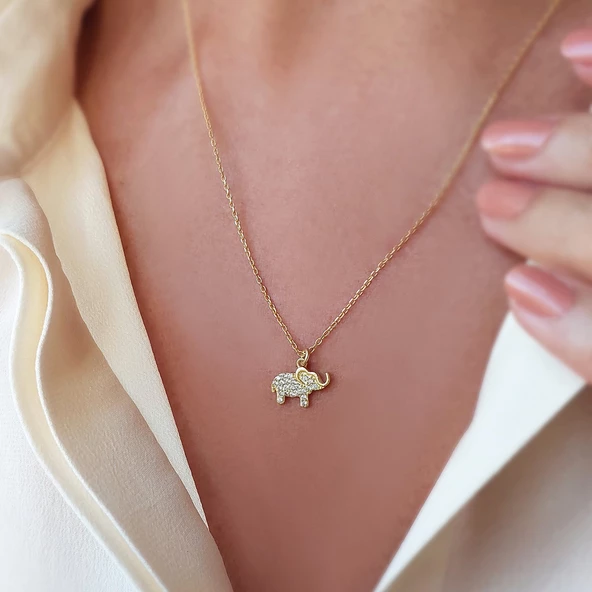 Vaoov 925 Ayar Gümüş Fil Kolye - Resim 3