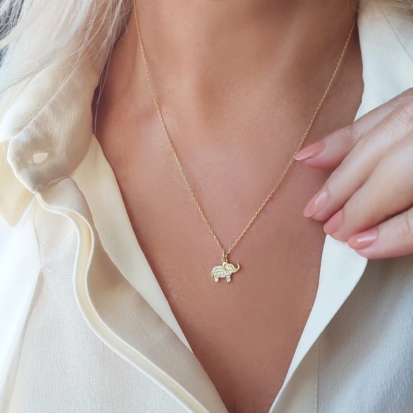 Vaoov 925 Ayar Gümüş Fil Kolye - Resim 2