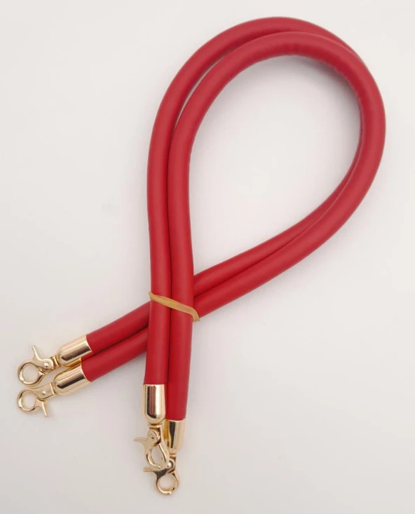Angel Çanta Aksesuar Çift Kordon Çanta Sapı Kırmızı Renk Light Gold Metalli - Resim 3
