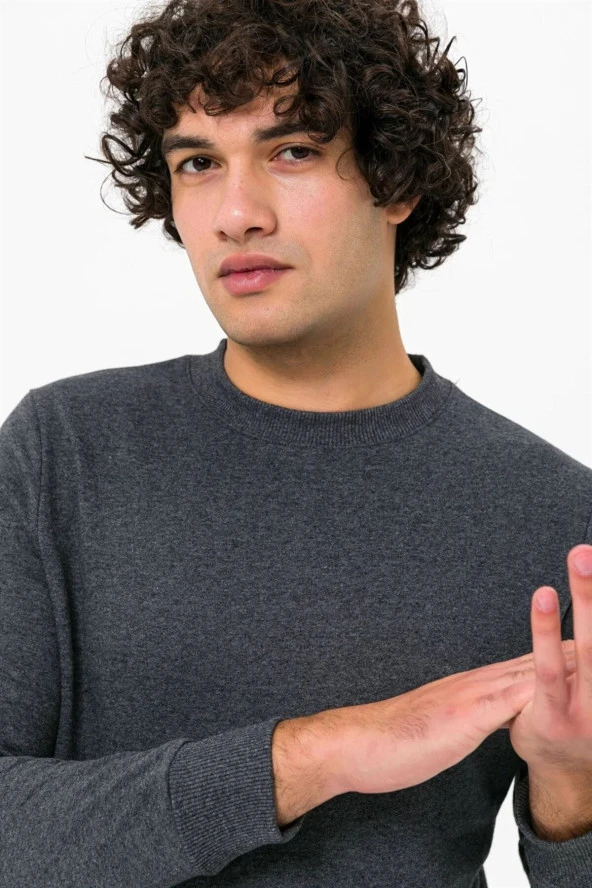 Süvari O Yaka Gri Sweat - 4