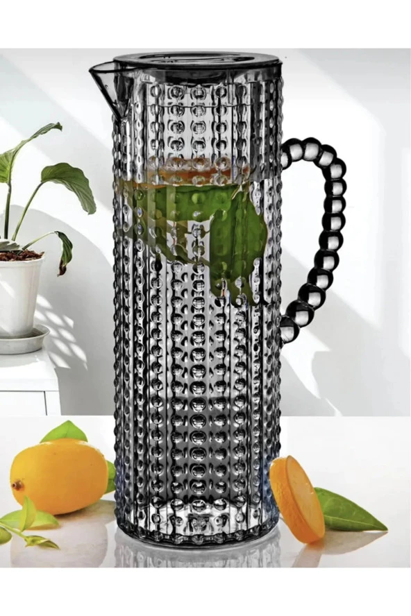 1,5Lt Akrilik Kırılmaz Boncuk Sürahi Boncuklu Karaf - 2
