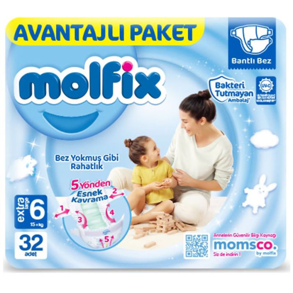 Molfix 6 Numara Extra Large 32'li Bebek Bezi