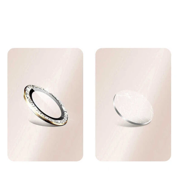 KNY Apple İphone 15 Pro Max İçin Tekli Taşlı Kamera Lens Koruyucu CL-06 Gold - 3